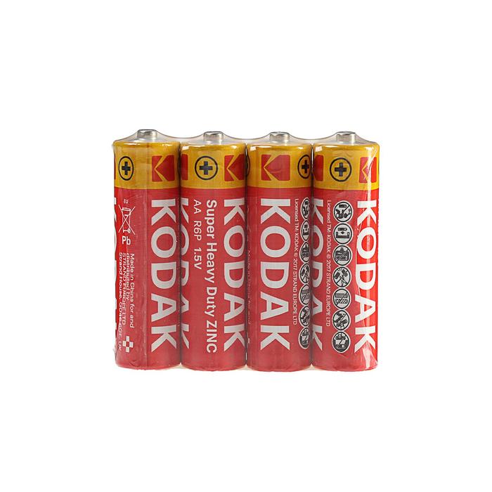 Батарейка солевая Kodak Super Heavy Duty, AA, R6-4S, 1.5В, спайка, 4 шт. - фото 51316645