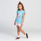 Комплект (футболка, шорты) для девочки, цвет голубой/розовый, рост 128-134 см (36) - Фото 1