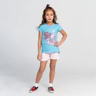 Комплект (футболка, шорты) для девочки, цвет голубой/розовый, рост 128-134 см (36) - Фото 2