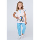 Комплект (футболка, брюки) для девочки, цвет голубой/розовый, рост 116-122 см (34) - Фото 4
