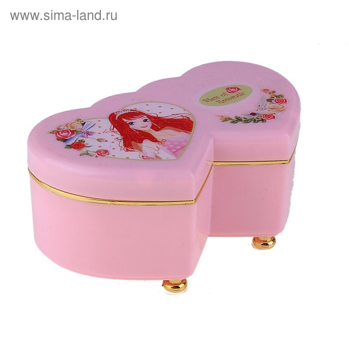 шкатулка пластик музык 2 сердца "Обаяние" механ 7*15*9,5 см - Фото 1