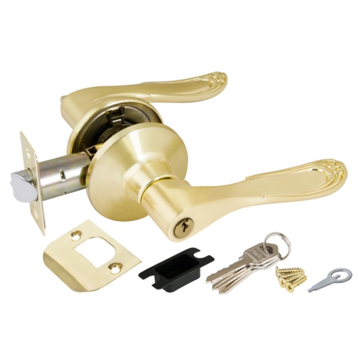 Ручка защелка Punto 6030 SB-E, ключ/фиксатор, цвет матовое золото