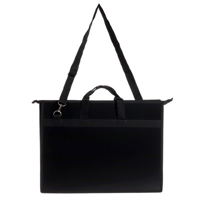 Папка для чертежей и рисунков A3, 420×343×50 мм, с ручками, пластиковая, молния сверху, 0.9 мм, «Стандарт» ПР 5, плечевой ремень, чёрная