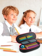 Пенал - футляр Calligrata Black, 85×210×50 мм, с откидной планкой, мягкий, текстильный, чёрный/ярко-розовый - Фото 3