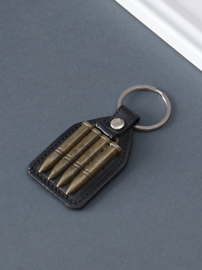 Кожаный брелок для ключей на кольце «Пули», (кожзам), 6.8×4 см