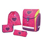 Ранец на замке Herlitz MIDI NEW PLUS 38х32х26 см, для девочки, Pink Hearts + пенал 16 предметов + косметичка + мешок - Фото 1