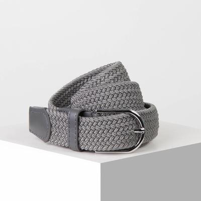 Ремень женский, резинка плетёнка, пряжка металл, ширина 3,5 см, цвет светло-серый