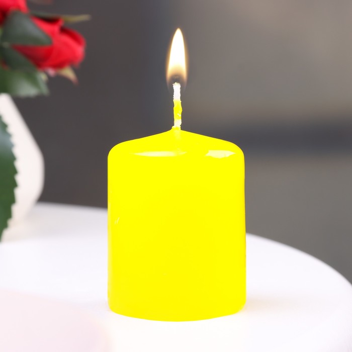 Свеча - цилиндр, 4х5см, 7 ч, 47 г, желтая - Фото 1