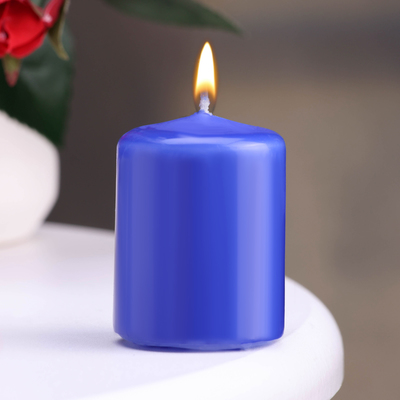 Свеча - цилиндр, 4х5см, 7 ч, 47 г, голубая
