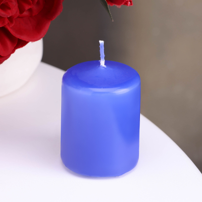 Свеча - цилиндр, 4х5см, 7 ч, 47 г, голубая