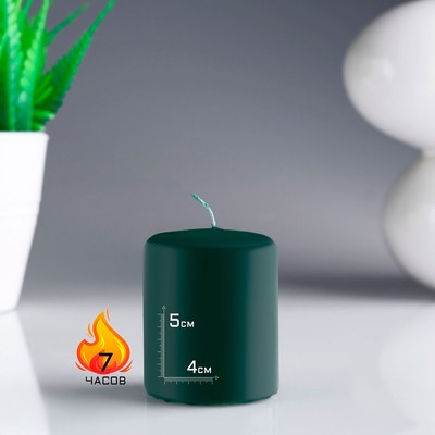 Свеча - цилиндр, 4х5см, 7 ч, 47 г, темно-зеленая