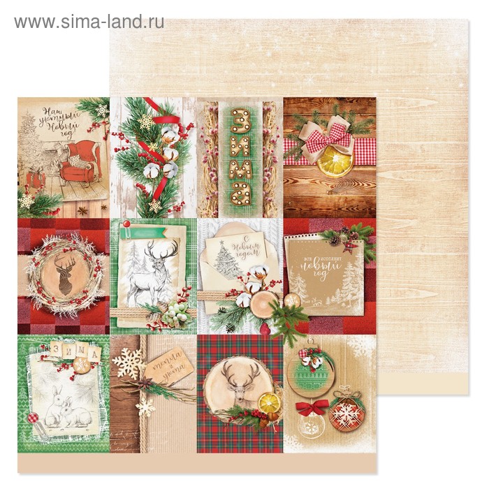 Бумага для скрапбукинга «Зима», 30,5 х 30,5 см, 180 г/м² - Фото 1