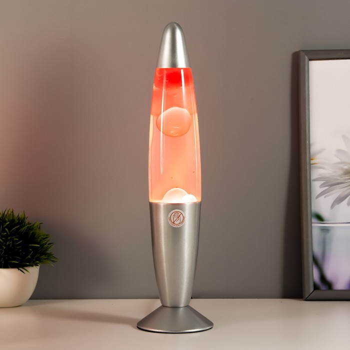 Светильник настольный металл, стекло, воск «Лава» Е14 25-35W серебро 34×8.5×8.5 см - Фото 1