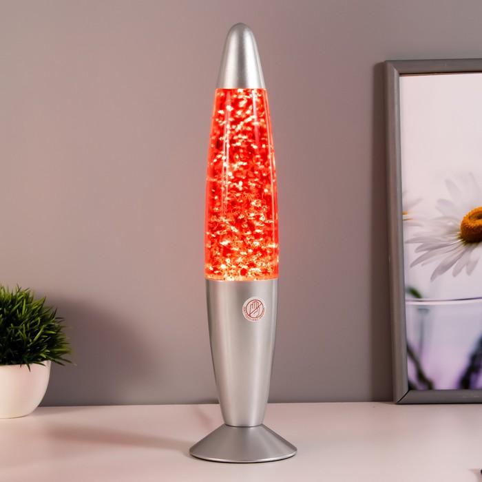 Лава-лампа металл, стекло, воск «Лава. Блёстки» Е14 25-35W золото 34×8.5×8.5 см RISALUX - Фото 1