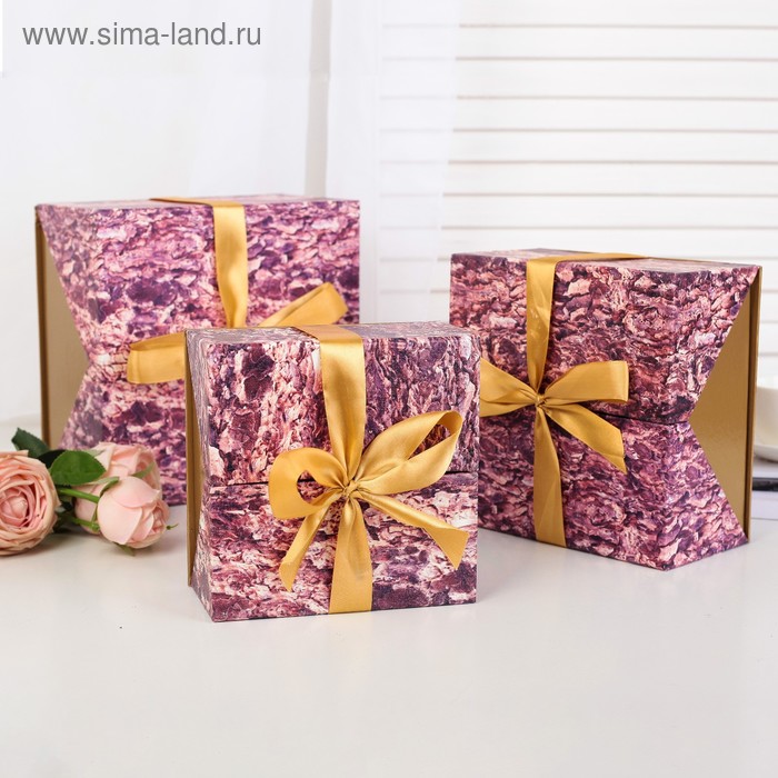 Набор коробок 3в1 "Гранит", кейс, 16х16х8-22х22х12 см - Фото 1