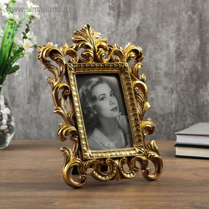 

Фоторамка полистоун 10х15 см "Велес" золото 27,3х19 см