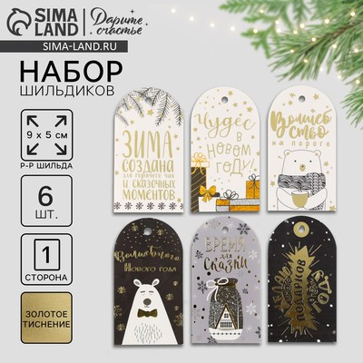 Шильдик новогодний декоративный в наборе «Сияние ночи», 5 х 9 см