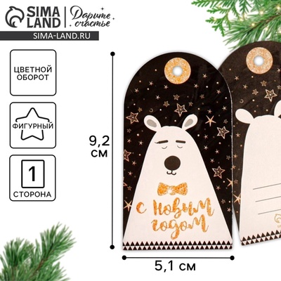 Шильдик декоративный на подарок «С Новым годом», 9×5 см