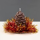 Свеча новогодняя "Шишка с еловым декором", 7 см, коричневая МИКС - Фото 2