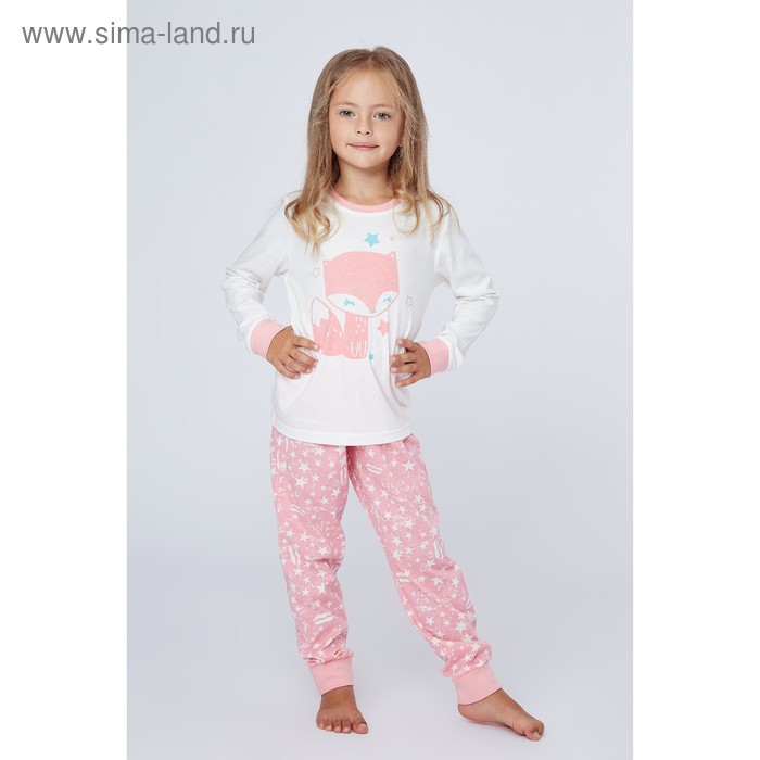 Пижама для девочки, рост 128-134 см (36), цвет бежевый (лиса) - Фото 1