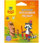 Мелки восковые 24 цвета Мульти-Пульти «Енот на острове Пасхи», круглые - Фото 1