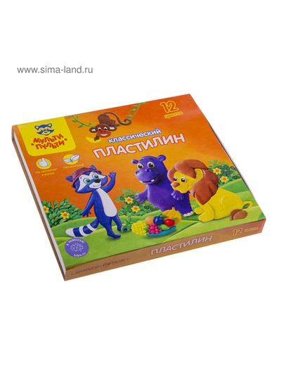 Пластилин «Мульти-пульти. Приключения Енота», 12 цветов, 240 г, со стеком, картонная упаковка