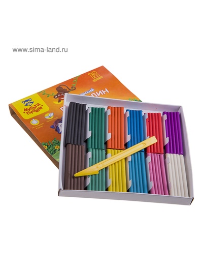 Пластилин 12 цветов "Мульти-пульти", "Приключения Енота", стек, картонная упаковка, 240 г