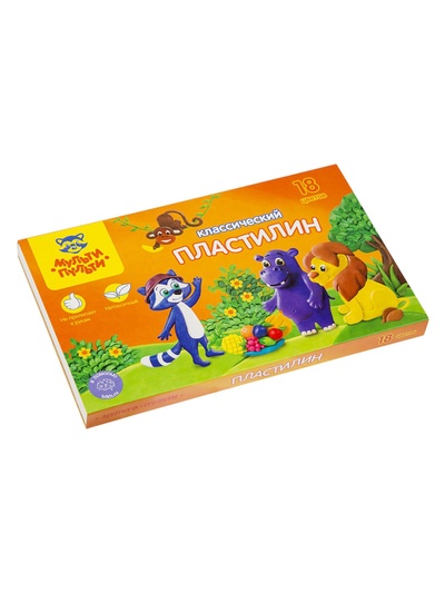 Пластилин «Мульти-пульти. Приключения Енота», 18 цветов, 360 г, со стеком, картонная упаковка