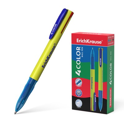 Ручка шариковая автоматическая 4-х цветная Erich Krause 4 COLOR, узел 0.7 мм, чернила: синие, чёрные, красные, зелёные