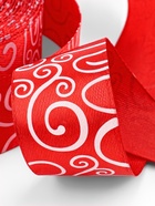 Лента атласная «Узор», 25 мм, 23±1 м, белая, красная №026 - Фото 4