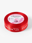 Лента атласная «I Love You», 25 мм, 23±1 м, красная №026 - Фото 5