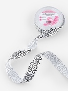 Лента атласная «Узор», 25 мм, 23±1 м, чёрная, белая №001 - Фото 2