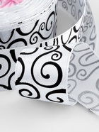 Лента атласная «Узор», 25 мм, 23±1 м, чёрная, белая №001 - Фото 3