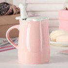 Кружка керамическая с крышкой и ложкой «Лапка», 350 мл, цвет МИКС - Фото 3