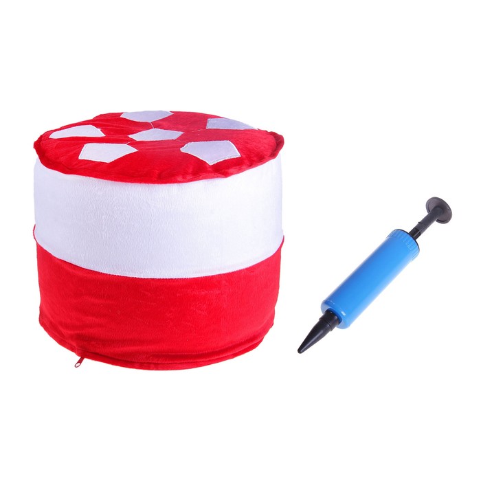 Надувной пуфик "Футбольный мяч" с насосом, цвет красно-белый - Фото 1