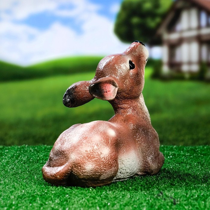 Садовая фигура "Лежащий оленёнок" из гипса Хорошие сувениры, 24 см, средняя, коричневая - фото 1906764175