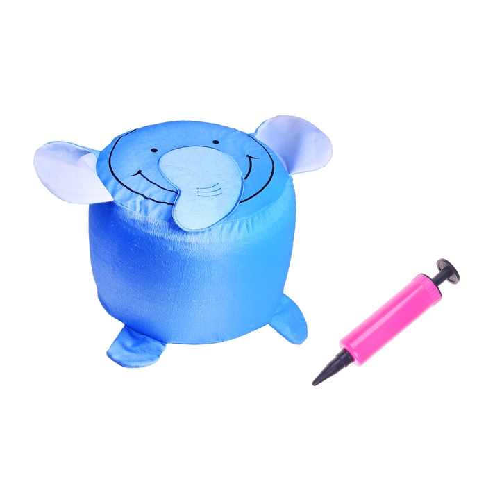 Надувной пуфик "Слон" с насосом, цвет голубой - Фото 1