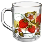 Кружка стеклянная 200 мл «Зеленый чай. Клубника», рисунок МИКС - Фото 1