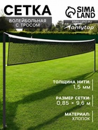 Сетка волейбольная ONLYTOP, с тросом, нить 1.5 мм, 9.6×0.85 м - Фото 1