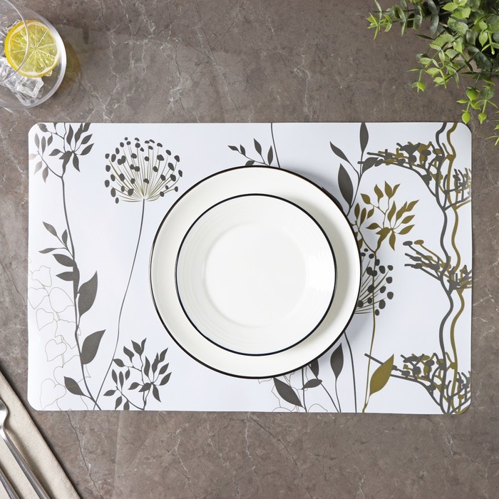 Салфетка сервировочная на стол «Сад», 43×28 см, цвет белый - фото 1906935279