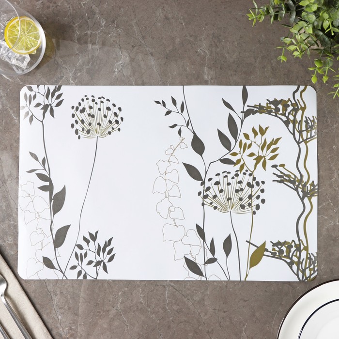 Салфетка сервировочная на стол «Сад», 43×28 см, цвет белый - фото 1906935280