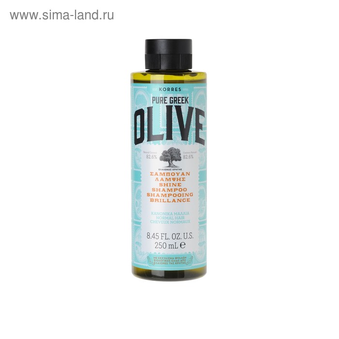 Шампунь для волос Korres Pure Greek Olive, придающий сияние, 250 мл - Фото 1