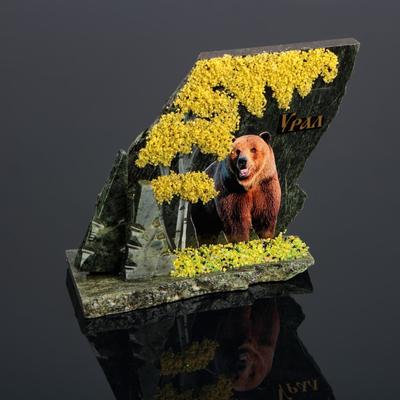 Фигурка - скол «Мишка», змеевик, каменная крошка, большой, МИКС