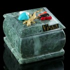 Шкатулка "Урал", змеевик, с декоративным камнем, 6,5х6,5х5,5 см - фото 2985560