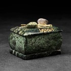 Шкатулка "Урал" прямоугольная, змеевик, с декоративным камнем, 7,5х5,5х5,5 см - фото 9554067