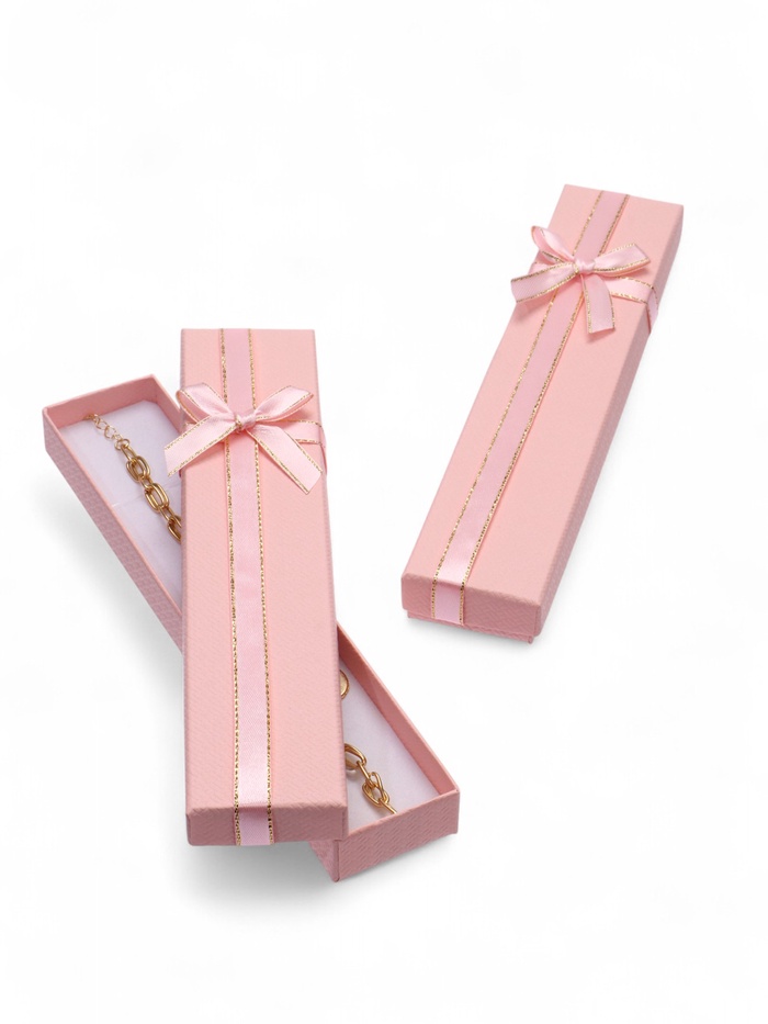 Коробочка подарочная под браслет, цепочку, часы, 21×4 см, (полезная часть 20.2×3.7 см), розовая, перламутровая - Фото 1