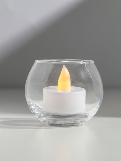 Стеклянный подсвечник на 1 свечу «Прозрачный шар», 5×6.5×6.5 см