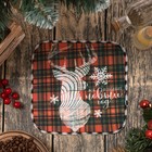 Полотенце микрофибра "Доляна" Рождественский олень, 20х20 см, 400 гр/м2 - Фото 1