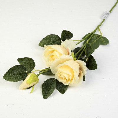 Цветы искусственные "Розы с бутоном" 7*60 см, кремовый