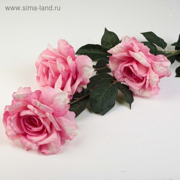 Цветы искусственные "Три пышных розы" 14*110 см, розовый - Фото 1